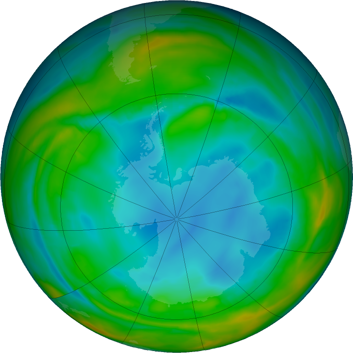 Antarctic ozone map for 20 July 2017